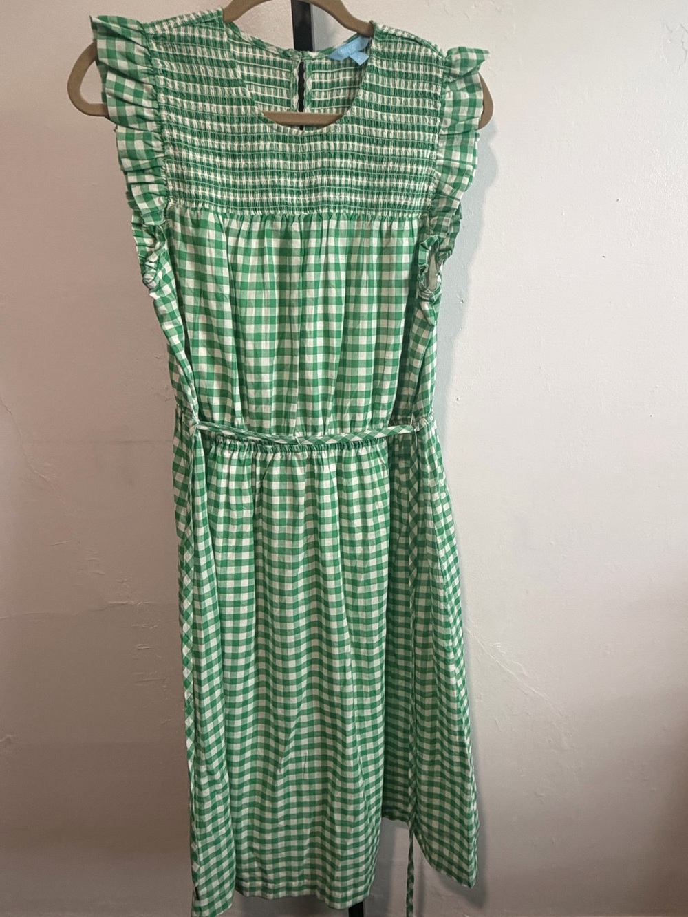 Draper James Kelly Green Gingham Smocked Dress